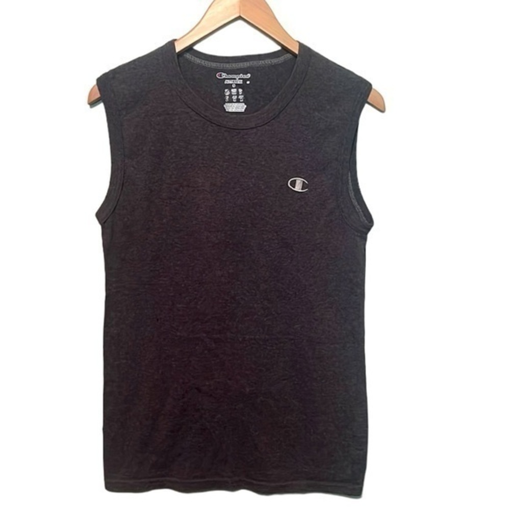 Champion men’s sleeveless shirt color is gray size is small